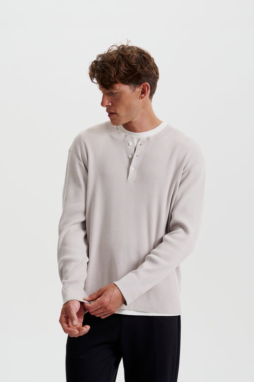 Modern ribbed henley sweater