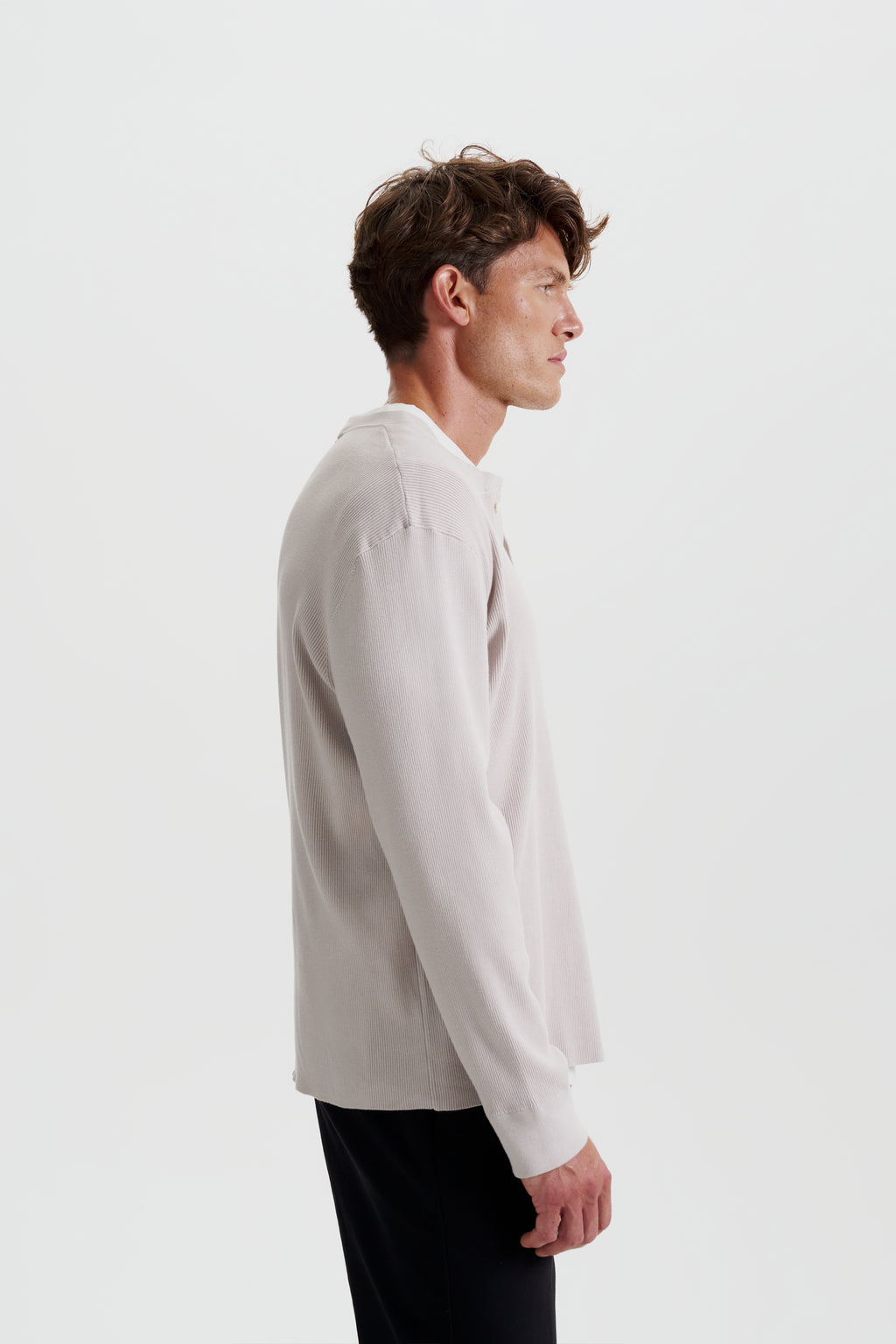 Modern ribbed henley sweater