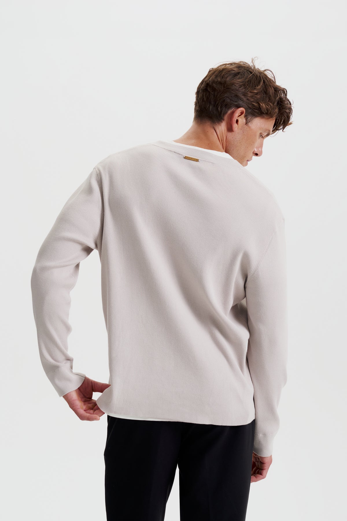 Modern ribbed henley sweater