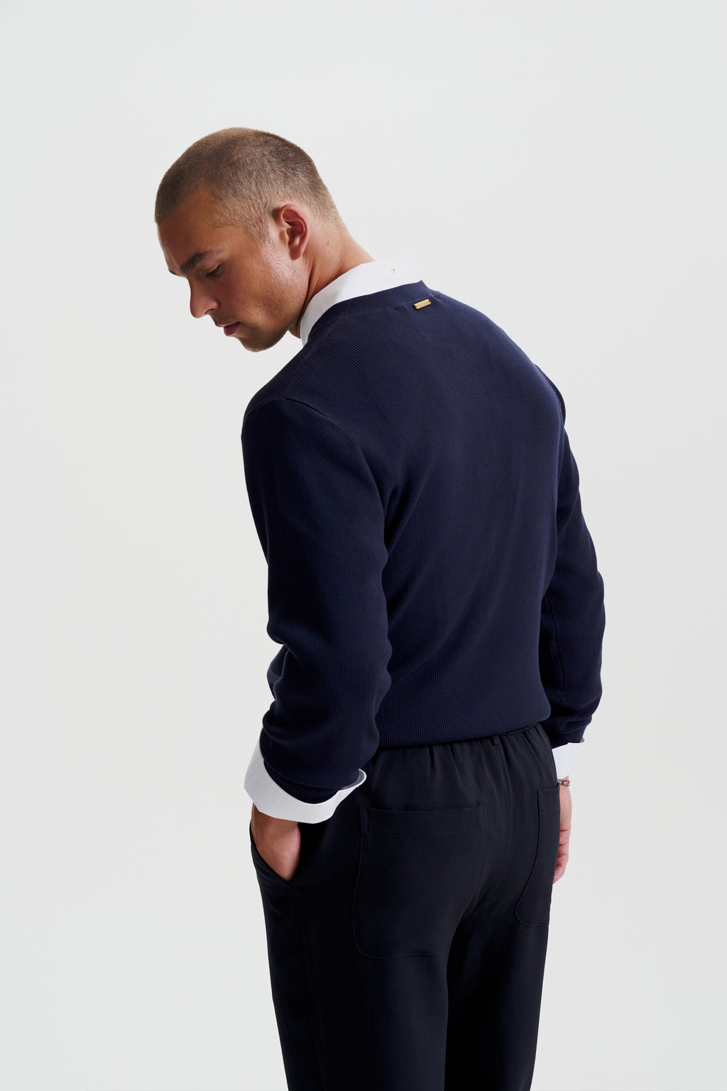 Modern ribbed henley sweater